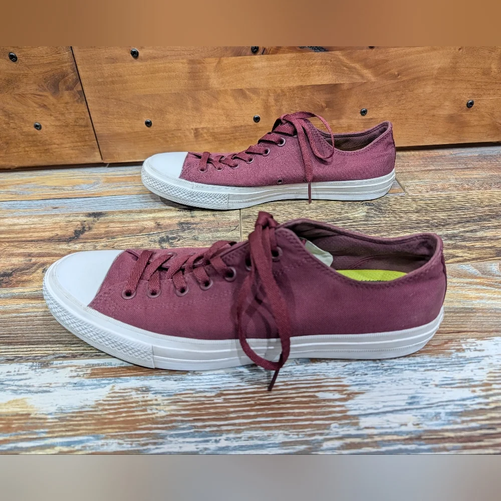 Converse Chuck Taylor II Lunarlon Burgundy Low Top Sneakers Size 11.5 Men - Picture 6 of 9